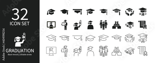 Icon set related to graduation and learning