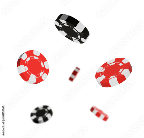 poker chips isolated on white 3d render of a chip symbol, chip red and black 3d