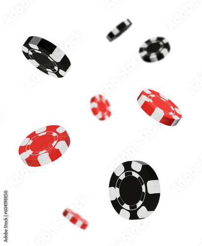 poker chips isolated on white 3d render of a chip symbol, chip red and black 3d