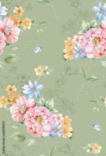 Classic Popular Flower Seamless pattern background.Perfect for wallpaper, fabric design, wrapping paper, surface textures, digital paper. 