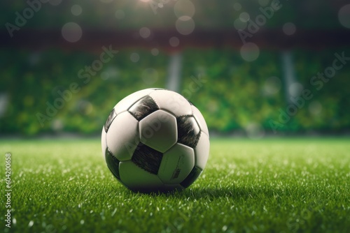 Soccer ball on soccer field AI Generative