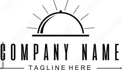 Vector minimalist logo vintage movable food isolated on white background