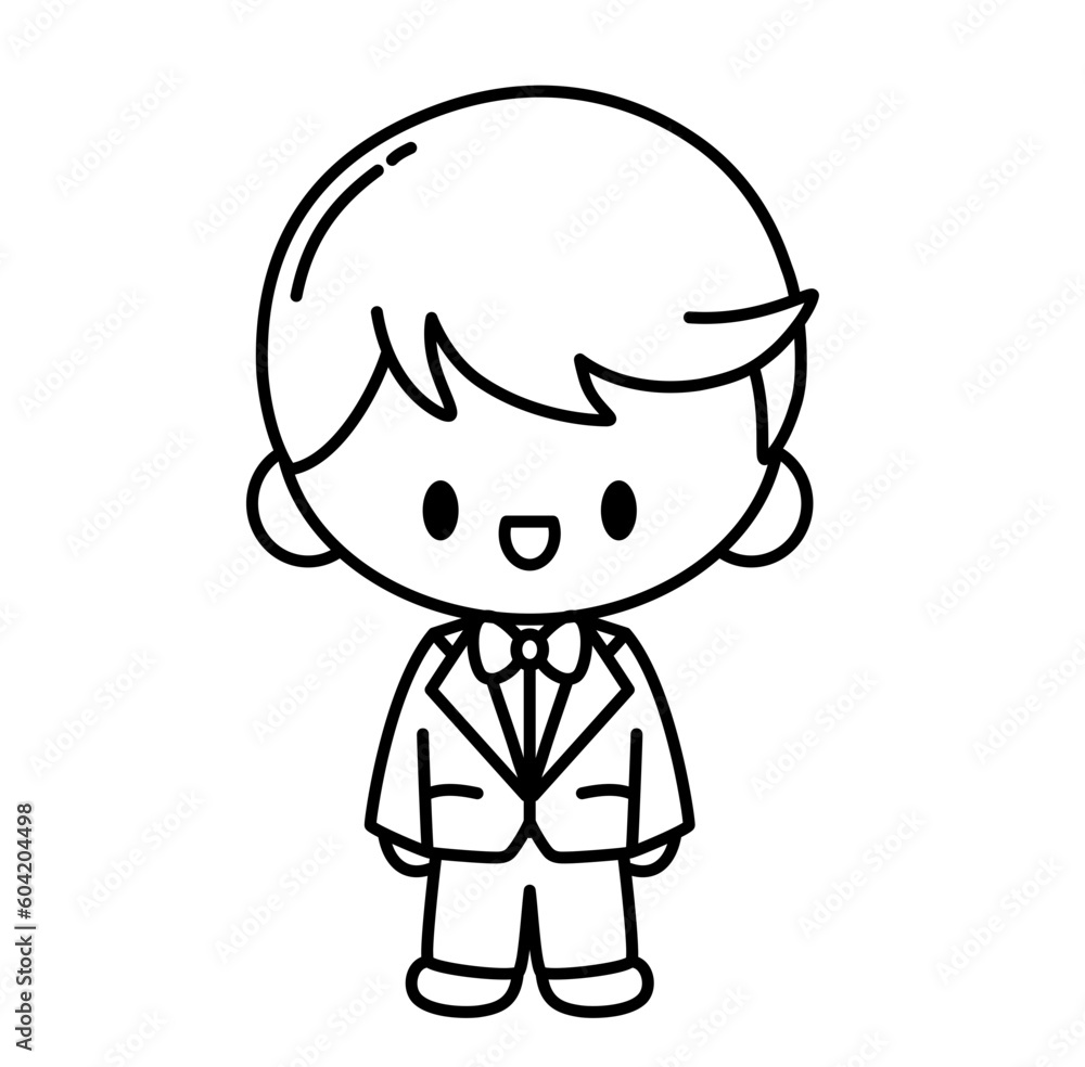 Cute wedding groom cartoon outline icon Cute wedding groom cartoon outline icon