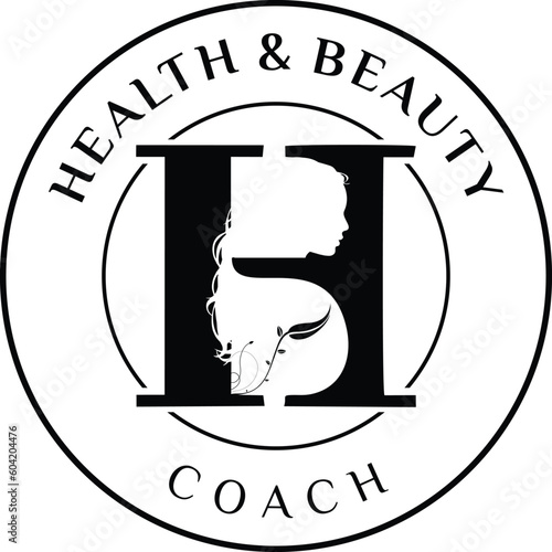 ector minimalist logo health and beauty coach isolated on black background