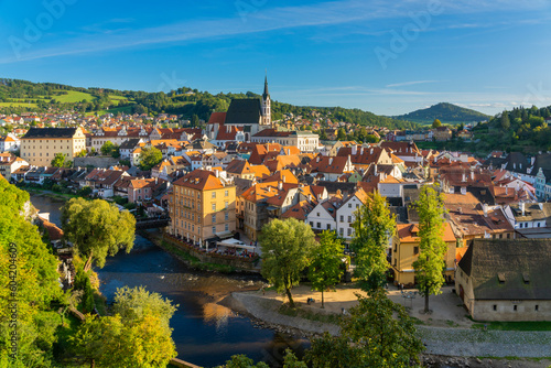 Historic center of Cesky Krumlov as seen from The Castle and Chateau, UNESCO World Heritage Site, Cesky Krumlov, South Bohemian Region photo