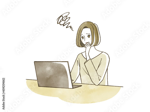 ノートパソコンを使っている女性