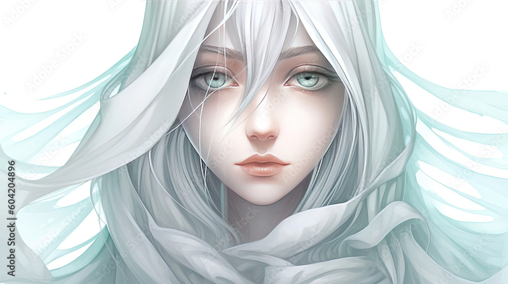2D illustration digital painting of beautiful anime woman 2D illustration digital painting of beautiful anime woman