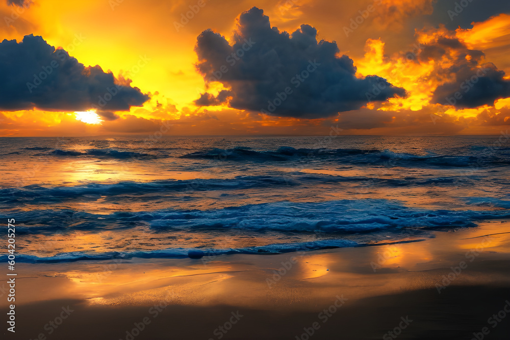 sunset on the beach,Generative IA
