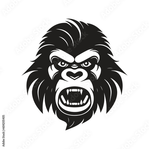 gorilla  vintage logo line art concept black and white color  hand drawn illustration