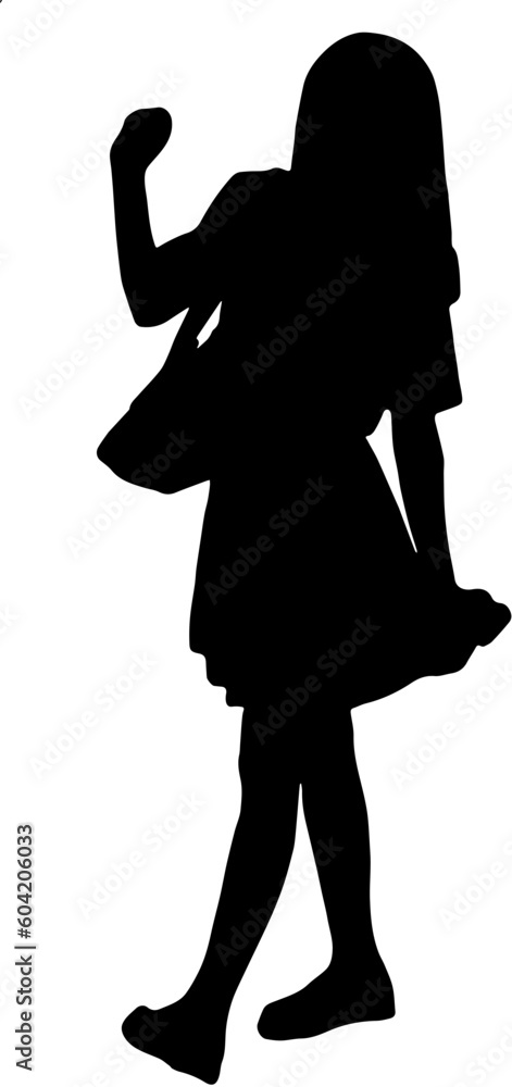 A child going to school silhouette vector