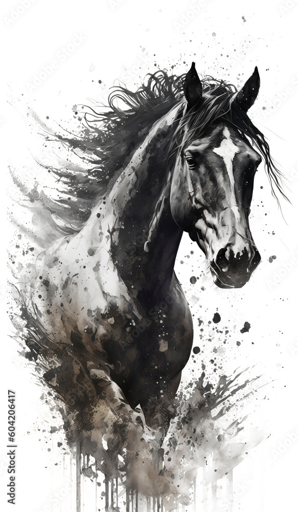 black horse watercolor png