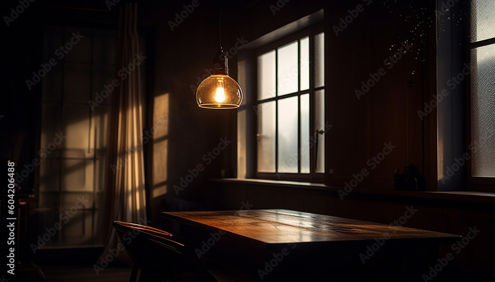 Elegant rustic apartment with modern lighting equipment generated by AI Elegant rustic apartment with modern lighting equipment generated by AI