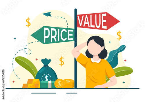 Compare Prices Vector Illustration of Inflation in Economy, Scales with Price and Value Goods in Flat Cartoon Hand Drawn Landing Page Templates