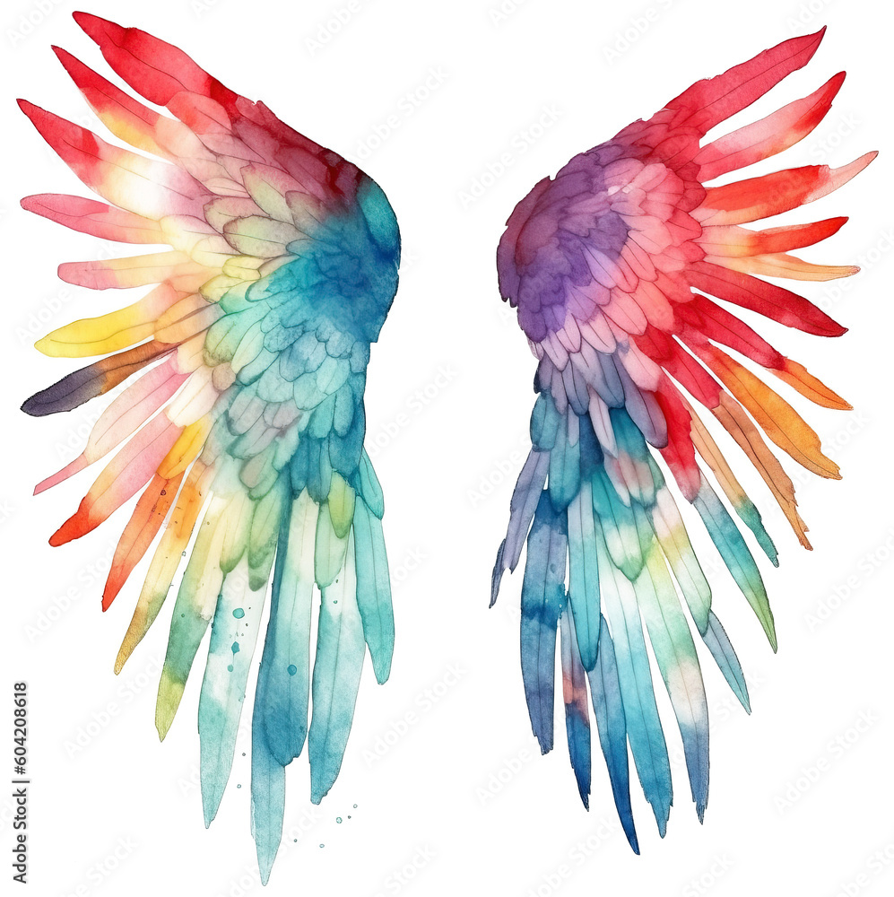 Fototapeta premium Wing watercolor transparent background