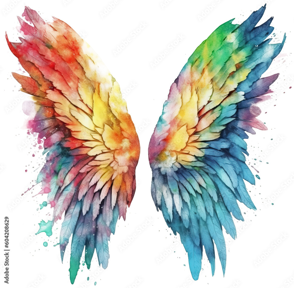 Obraz premium Wing watercolor transparent background