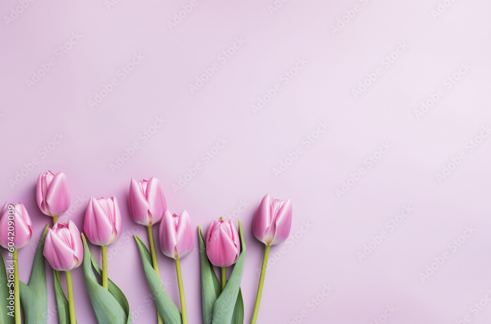 Pink Tulips On A Pink Background At A Distance, I Pink Tulips On A Pink Background At A Distance, I