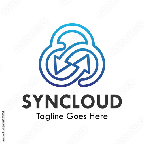 Synchronize cloud vector logo template. This design use cloud symbol. Suitable for internet.