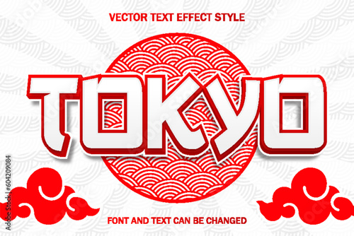 tokyo japan style font typography editable text effect style lettering template background design