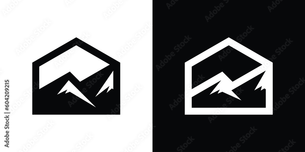 logo design mountain and home icon vector illustration logo design mountain and home icon vector illustration