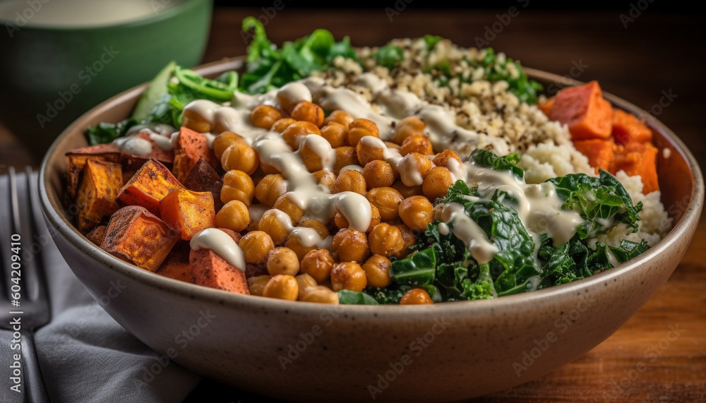 A gourmet vegetarian salad bowl with fresh organic ingredients generated by AI A gourmet vegetarian salad bowl with fresh organic ingredients generated by AI