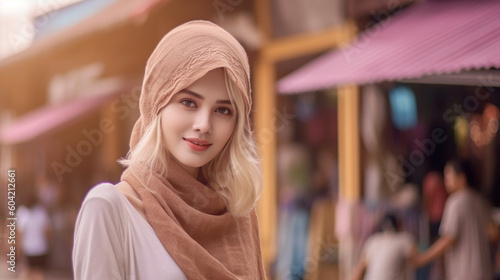 Wallpaper Mural a young adult woman on vacation at sandy tourist beach, man ro teenager on summer vacation, people as tourists , tourism. Generative AI Torontodigital.ca