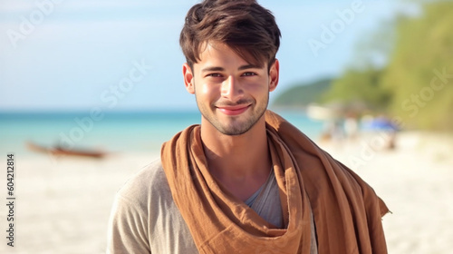 a young adult man on vacati...