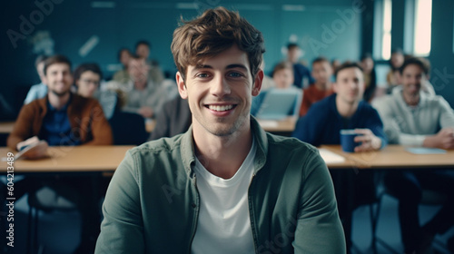 young adult man, school cla...