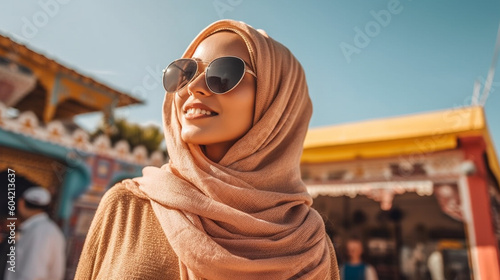 young adult woman traveling...
