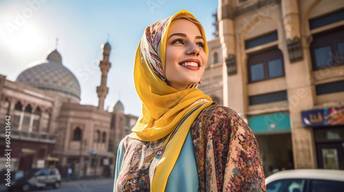 young adult woman traveling...