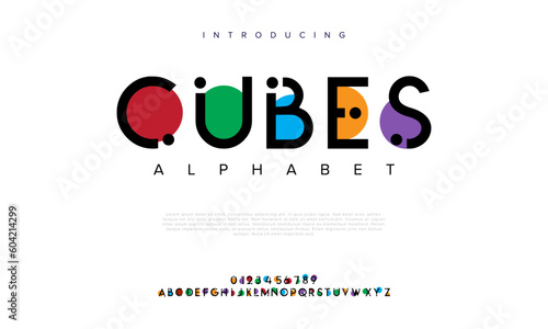 Cubes abstract digital technology logo font alphabet. Minimal modern urban fonts for logo, brand etc. Typography typeface uppercase lowercase and number. vector illustration
