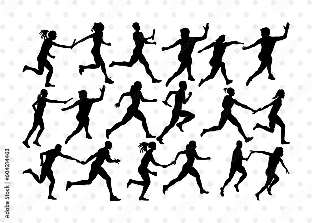 Relay Runners SVG, Relay Runners Silhouette, Sports Svg, Female Runners Svg, Male Runners Svg, Exercise Svg, Athletic Runners Svg, Relay Runners Bundle