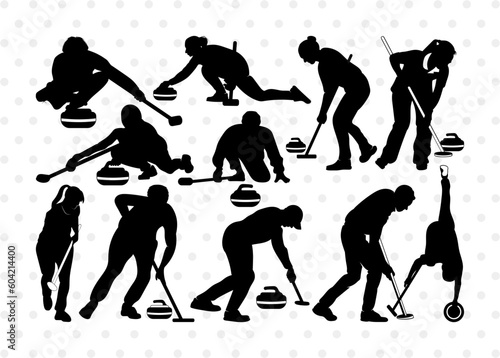 Curling SVG, Curling Silhouette, Curling Sport Svg, Sport Svg, Curling Broom Svg, Winter Sports Svg, Curling Bundle