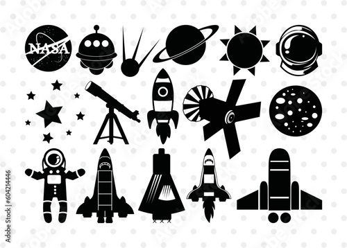 NASA SVG Cut Files, Nasa Silhouette, Space Svg, Astronaut Svg, Rocket Svg, Sun Svg, Astronaut Helmet Svg, Nasa Bundle