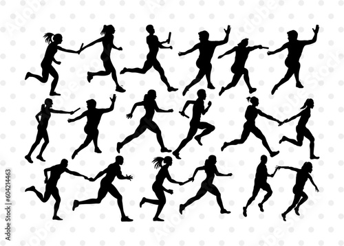 Relay Runners SVG, Relay Runners Silhouette, Sports Svg, Female Runners Svg, Male Runners Svg, Exercise Svg, Athletic Runners Svg, Relay Runners Bundle