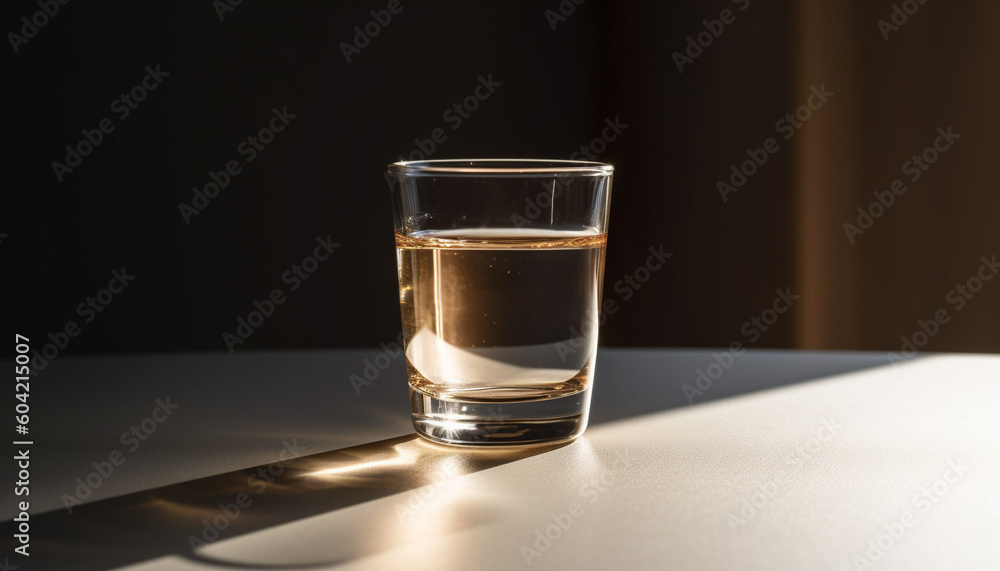 A refreshing whiskey cocktail in a crystal drinking glass generated by AI A refreshing whiskey cocktail in a crystal drinking glass generated by AI