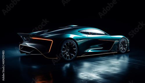 Smooth driving, modern elegance, futuristic sports car in motion generated by AI © Stockgiu