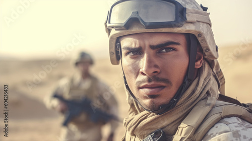 modern fictional soldier, weapon and combat gear, man as soldier in uniform © wetzkaz