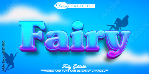 Cartoon Cute Fairy Vector Editable Text Effect Template