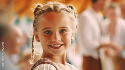child girl wears a dirndl a...