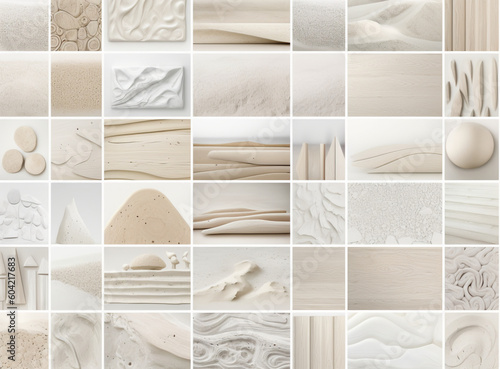 White Wood Surface Photo Collage Template On White Backgrou