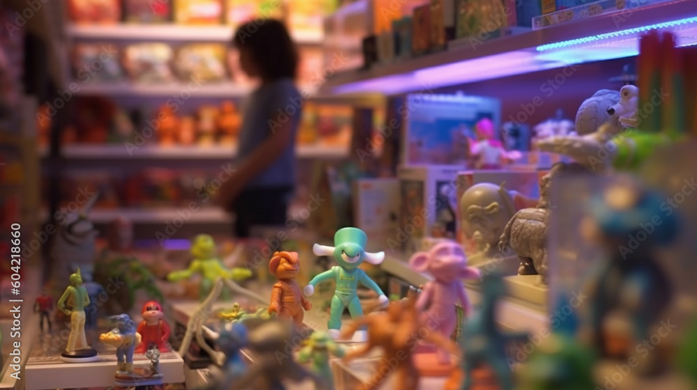 fictional toy, toys set up in toy store, ground view