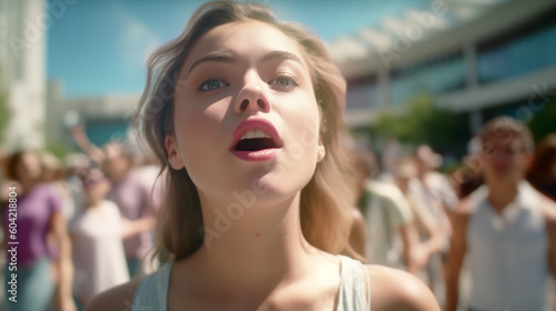 young adult woman outside o...