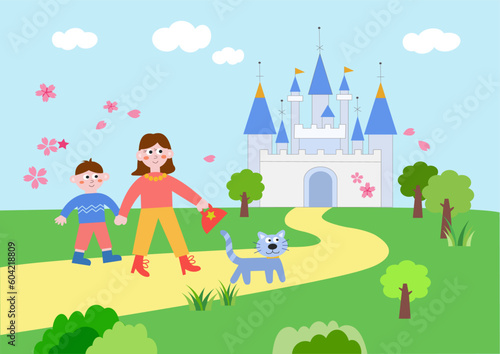 Fototapeta Naklejka Na Ścianę i Meble -  family in the theme park