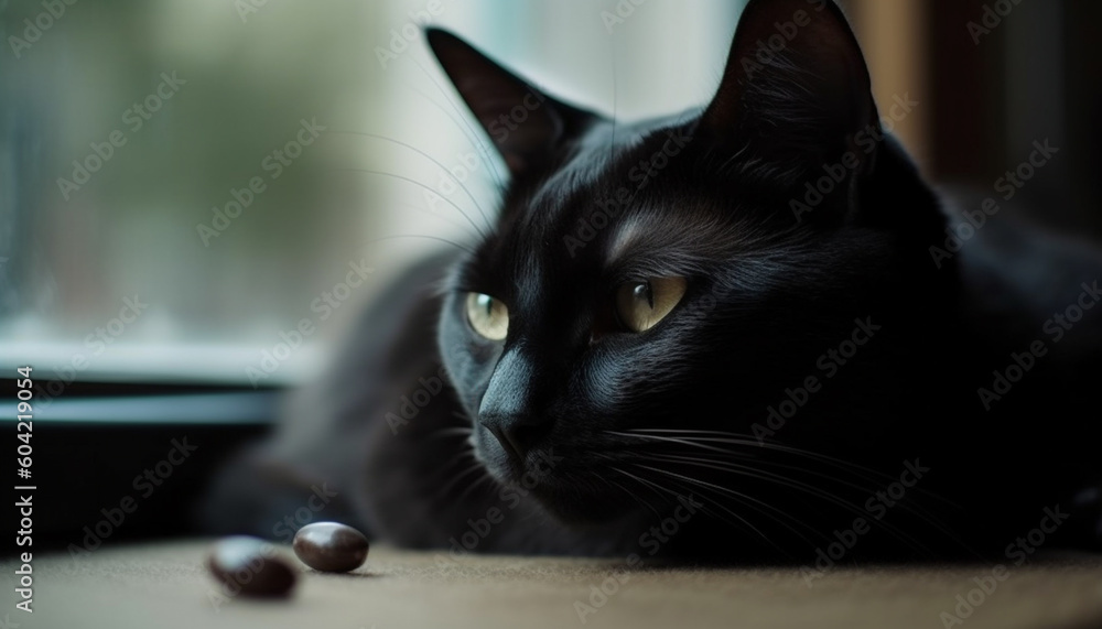 A cute, playful kitten with fluffy fur staring at the camera generated by AI A cute, playful kitten with fluffy fur staring at the camera generated by AI