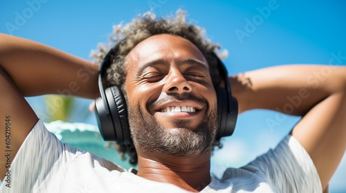 young adult man lying on su...