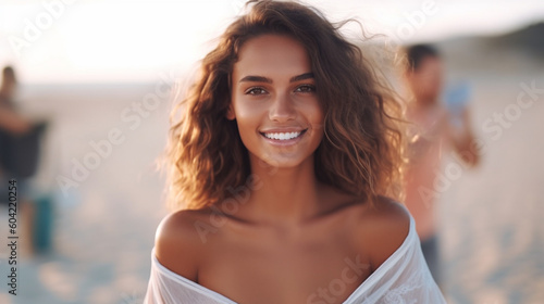 young adult woman, outside ...