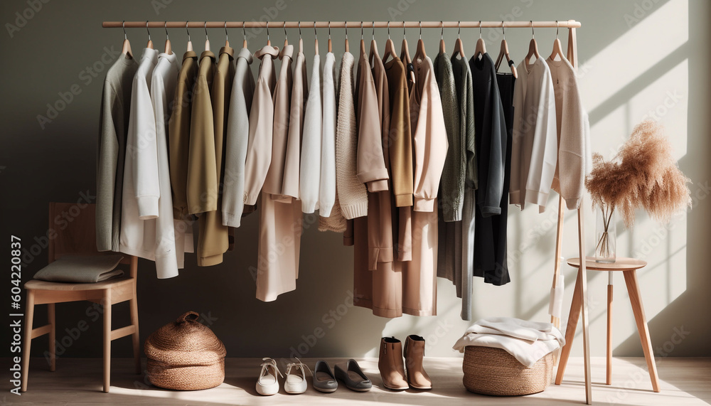 Modern elegance in a fashionable clothing collection for home interiors generated by AI Modern elegance in a fashionable clothing collection for home interiors generated by AI