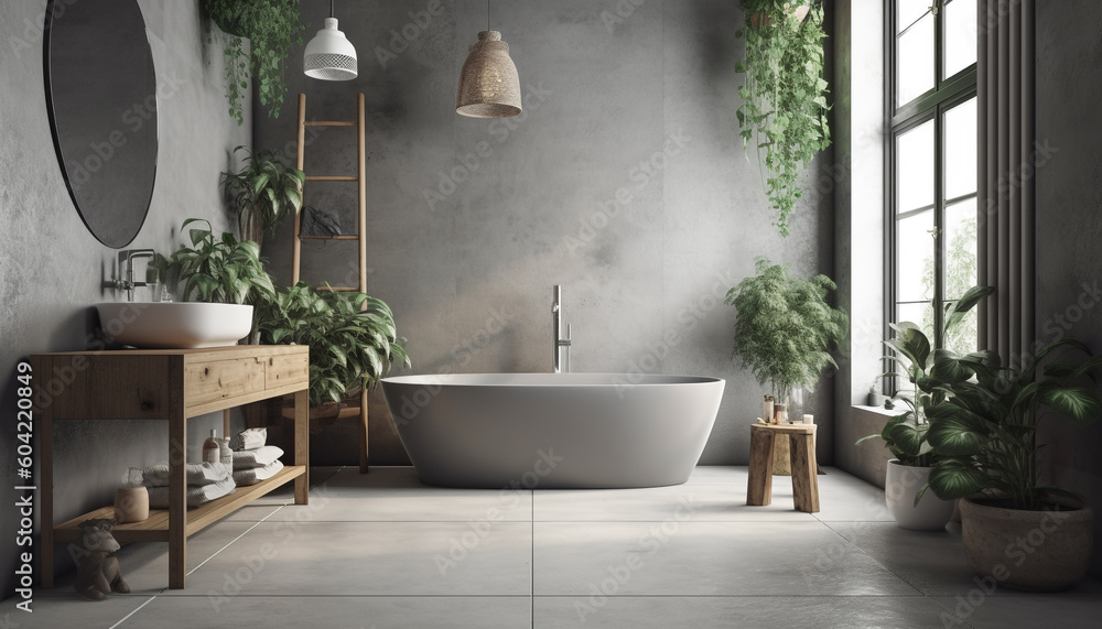 Modern elegance in a clean, comfortable bathroom with marble flooring generated by AI Modern elegance in a clean, comfortable bathroom with marble flooring generated by AI