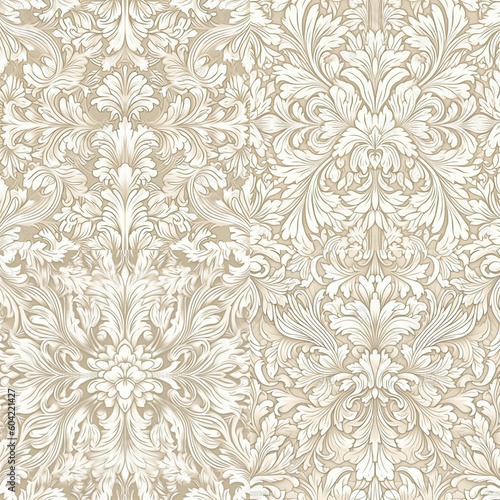 seamless damask pattern; floral damask pattern whispy tea stain symmetric wallpaper,