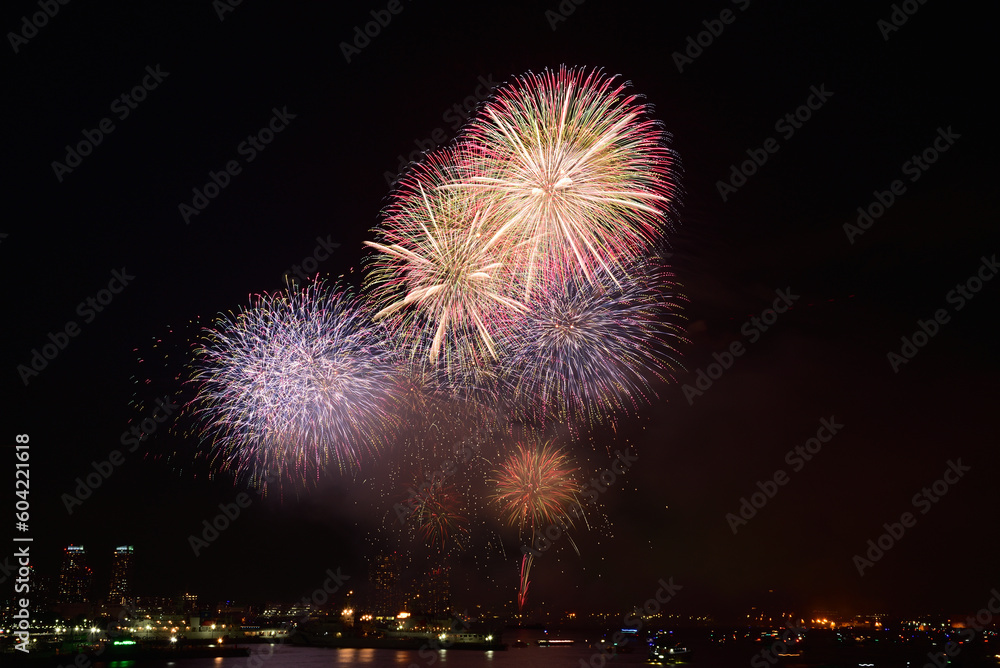 みなとみらいの夜空に上がる花火10